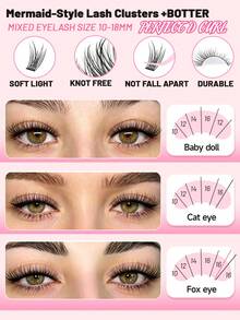 Eimny 260PCS Bulu Mata Cluster D Curl 10-16MM Panjang Campuran Bulu Mata Palsu Cluster Tipis Alami DIY Ekstensi Bulu Mata Rumah Ringan Dapat Digunakan Kembali Untuk Pemula Riasan Mata Pesta Bulu Mata Palsu Tunggal Bulu Mata Palsu Bulu Mata Alami Estetik - D - View 8