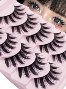 5 Pairs Cartoon Style False Eyelashes, Lightweight And Flowy Anime False Lashes, Natural Makeup Effect, Fluffy Doll Lashes, Cartoon Eyelashes, Makeup False Eyelash Strips, Eyelashes, False Eyelashes - Black - View 4