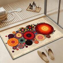 1pc Bathroom Anti-Slip Mat, Soft Faux Cashmere Material Floor Mat, Vintage Artistic Round Pattern Faux Cashmere Rug, Kitchen Anti-Slip, Bathroom Anti-Slip, Entrance Door, Bedroom Door Mat, Multi-Scenario Use Anti-Slip Mat, Room Decor, Holiday Gift - Multicolor - View 6