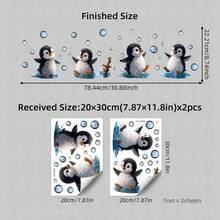 1/2 Sheets Cute Cartoon Penguin Bathroom Sink Decals, Self-Adhesive Removable PVC Wall Stickers For Kids Room Nursery Decor Toilet Sticker - Multicolor - View 14