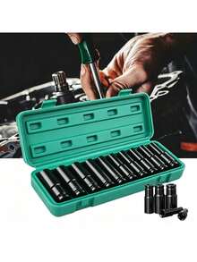 10pcs Metric Deep Hole Impact Socket Set, High Hardness Rust-Resistant Long Sockets, Heavy Duty Automotive Repair Socket Set With Storage Case - Socket Wrench - View 11