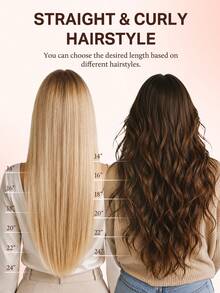DOORES 14-24 Inch Seamless Clip-In Hair Extensions, 130g-160g 7pcs Real Human Hair Invisible PU Skin Weft, Walnut Brown To Grayish Brown And Bleached Blonde (B), Natural Remy Straight Hair - S3/8/613 - View 8