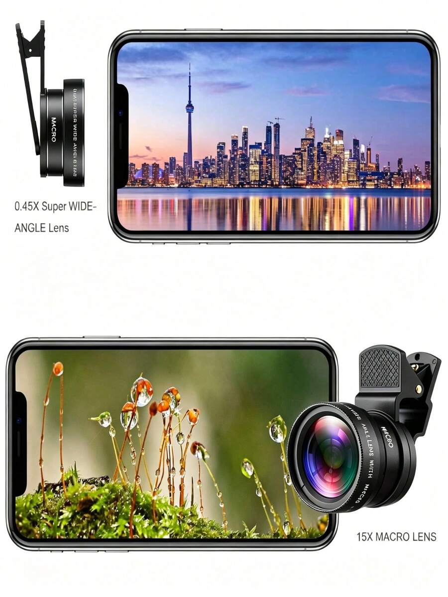 Outdoor Camping Single-Lens Phone Clip-On Lens, High-Definition Wide-Angle Macro Lens, MINI Lightweight Magnifier, Outdoor Travel Accessory, Holiday Gift, Suitable For Camping, Travel, Photography - Multicolor - View 1