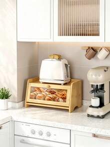 Bamboo Bread Box For Kitchen Countertop, Large‑Capacity Bread Keeper With Clear Window, Dust‑Proof Moisture‑Resistant Storage Bin Keeps Bread & Pastries Fresh, Perfect For Home Kitchen, Pantry, Families & Baking Lovers - Multicolor - View 3