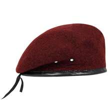 1pc Men's Wool Beret Military Hat Outdoor Adjustable Sun Protection Casual Hat Suitable For Autumn/Winter - Burgundy - View 4