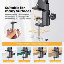 Flexible Stand Desktop Selfie Phone Holder Lazy Person Stand For Tripod With 1/4'' Universal Screws For Multiple Devices - Black - View 6