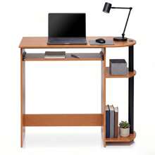 WALPLUS Computer Desk Easy Assembly Compact Composite Wood PVC Tubes 80.01x73.03x40.01cm Light Cherry Home Office - Black - View 4