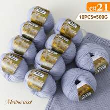 10-Pack, 500g, Premium Imitation Knitted Yarn, Soft, Breathable, Non-Fading, Vibrant Hand-Knitting Yarn For Sweaters, Vests, Coats, Scarves, Hats, Shawls And More - Wool 10 Balls [500g] - View 5