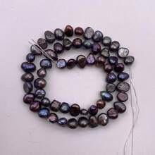 6-7mm Black-Brown Potato-Shaped Small Baroque Freshwater Pearl DIY Accessory 1 Strand Length 35cm/13.78inch, Hole Diameter 0.8mm - Black-brown - View 7