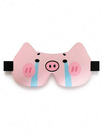 1PC Cute Pink Pig Sleep Mask For Students, Kawaii Cartoon Animal Eye Mask, Soft Eye Cover For Dorm Room And Travel