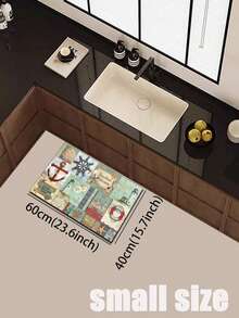 1pc American Nautical Style Pattern Kitchen Mat, 3.5mm Soft Rubber Material, Absorbent And Easy To Clean, Suitable For Hallway, Bathroom, Living Room, Outdoor Door Mat And Toilet, All Year Round, Suitable For Various Holidays - Multicolor - View 17