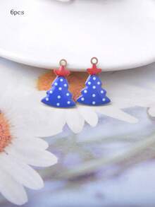 6pcs Christmas Tree Charms, Copper Oil Drip, Double-Sided Enamel, Colorful, Small Pendant For Bracelet, Bag, Earring, Necklace, Jewelry DIY Making Decoration - Christmas - View 13