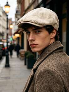 1pc Men's Vintage Plaid Wool Newsboy Cap, Fashion Artistic Painter Forward Cap, Suitable For Daily Street Wear - Suede Baseball Cap - View 6