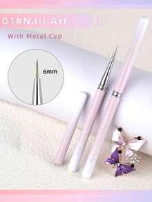 Gradient Metallic Nail Art Brush Dual Head Liner Painting Drawing Pen Colorful Sandblasted Handle UV Gel Polish Manicure Design Tool - Multicolor - View 13