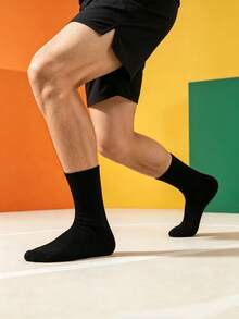 1/5/10/20 Pairs Men's Mid-Calf Socks, Simple Black & White Striped, Casual Home & Daily Wear - Multicolor - View 6