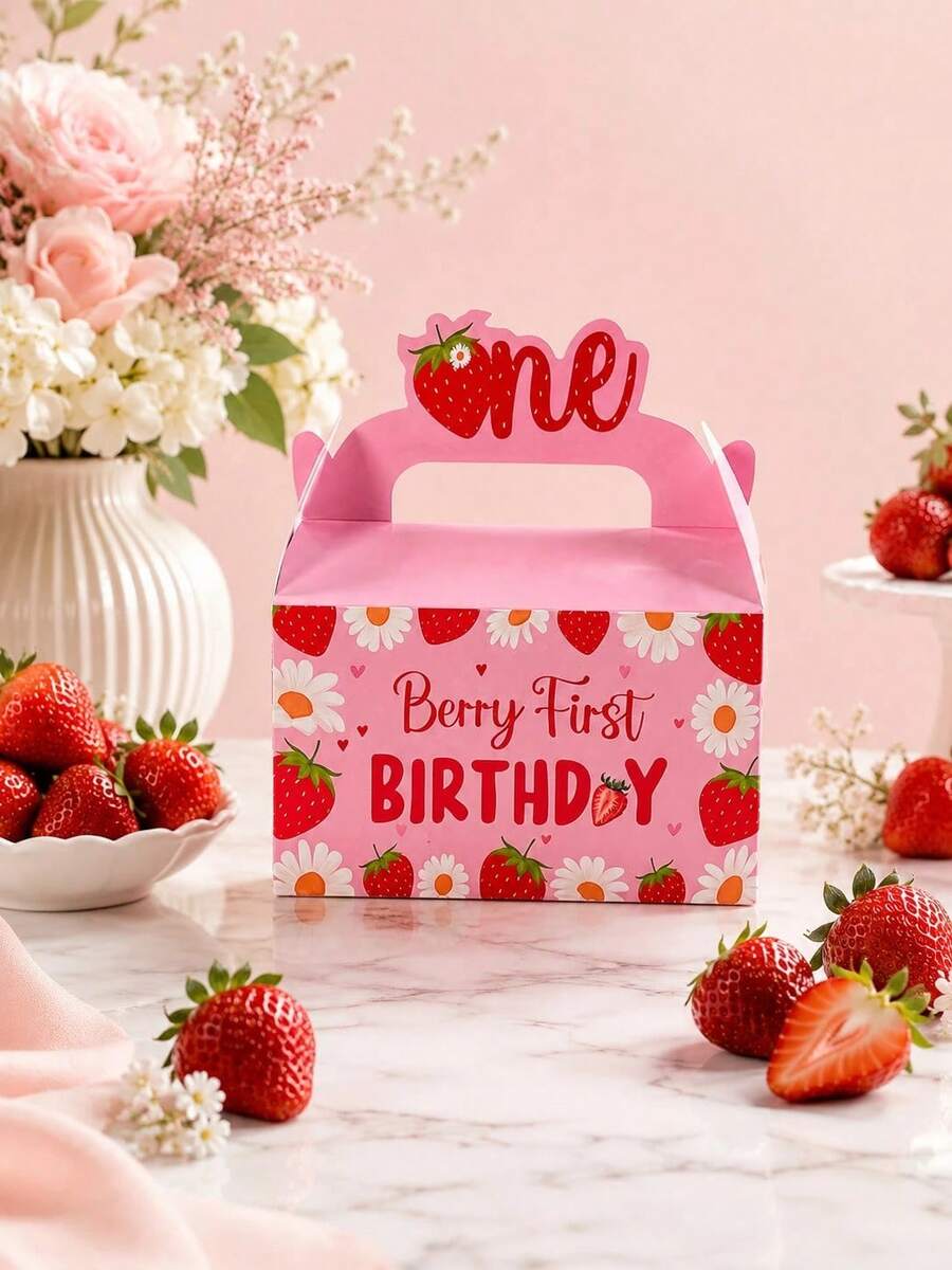 1 buah Kotak Permen Kertas Stroberi, Untuk Pesta Ulang Tahun, Kotak Hadiah Buah Lucu, Tas Hadiah Dekorasi Pesta, Tas Hadiah DIY, Cocok Untuk Dekorasi Pesta Ulang Tahun - beraneka warna - View 1