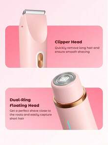 2-In-1 Electric Shaver, Wireless Bikini Trimmer For Women, Detachable Heads,  Wet & Dry Waterproof Design, USB Rechargeable, Portable, Suitable For Bikini Line, Underarms, Legs & Body Hair Removal, Travel Essential - Multicolor - View 4