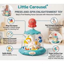 1Pc Baby Toy Press And Spin Fun,3 In 1 Press And Rotate Toy,Baby Activity Ring Toss Game,Carousel Theme Toy,18 Months+ Toddle Education Brain Toy Gift - Multicolor - View 11