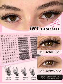 Eimny 260PCS Bulu Mata Cluster D Curl 10-16MM Panjang Campuran Bulu Mata Palsu Cluster Tipis Alami DIY Ekstensi Bulu Mata Rumah Ringan Dapat Digunakan Kembali Untuk Pemula Riasan Mata Pesta Bulu Mata Palsu Tunggal Bulu Mata Palsu Bulu Mata Alami Estetik - D - View 4