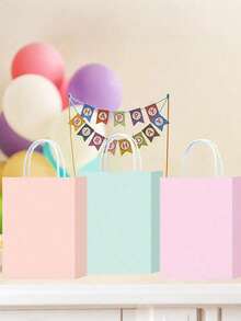 12pcs - Tas Tote Kertas Kraft Putih Macaron Segar, Tas Kertas Warna Solid, Tekstur Tas Kertas Kraft Sederhana, Tas Tote Serbaguna, Tas Penyimpanan Universal, Tas Hadiah Kreatif, Kemasan Hadiah - Beraneka warna - View 4