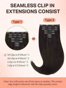 DOORES 14-24 Inch Seamless Clip-In Hair Extensions, 130g-160g 7pcs Real Human Hair Invisible PU Skin Weft, Dark Brown, Natural Remy Straight Hair, Easy To Wear & Style - S2 - View 4