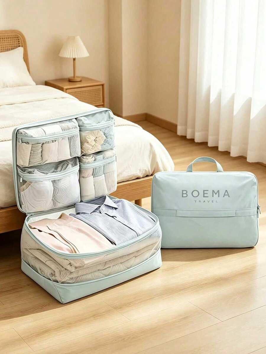 1/2PCS 5-In-1 Travel Compression Storage Bags, Luggage Organizer Boxes, Suitable For Suitcases, Closets, Airports, Hotels - Multicolor - View 1