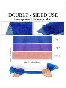 1pc African Bath Sponge, African Mesh Long Bath Sponge, Exfoliating Body Scrub Brush, Back Brush, Makes Skin Smoother, Suitable For Daily Use - Violet Purple - View 2