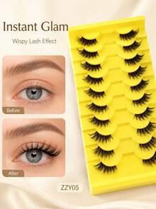 10 Pairs Half Lashes Soft And Naturally Curled And Slender, Enlarging The Eyes With Distinct Roots. The Eyelashes Are Light, Non Irritating, And Reusable, Suitable For Various Daily Occasions - View 10