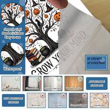 1pc Halloween Horror Book Tree "Expand Thinking" Inspirational Wall Sticker, Removable Self-Adhesive Waterproof PVC Decal, Suitable For Classroom, Library, Study Room, Autumn Home Decor - Wall Stickers - View 7