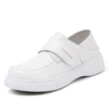 Women's Thick Sole Solid Color Leather Shoes, Fashionable College Style Lace-Up Loafers, Comfortable And Lightweight Shoes - White - View 7