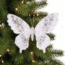 1PC Christmas Pearl Sparkling Butterfly Simulation Butterfly DIY Christmas Tree Wreath Pendant Christmas Gift Festival Party Home Decoration - Butterfly - View 3