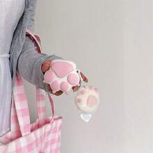 Pink & White Cat Paw Earphone Case Compatible With AirPods 4/ 3/ Pro 1st Gen/2nd Gen/ 2/ Pro 4th Gen - Multicolor - View 4