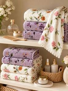 New Floral Pattern Multi-Purpose Towel - A Quick-Drying, Thickened And Widened Face Towel. Soft Material, Machine Washable And Reusable Cleaning Tool, Suitable For Face Washing, Cleansing, Makeup Removal, And All Skin Types. - Multicolor - View 6