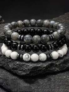 diffone 3/Pcs Set Handmade 8mm Stone Beads Bracelet Charms Round Yoga Meditation For Men Women Jewelry - Beaded Bracelet Set - View 9