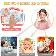 1pc Kids Magnetic Drawing Board With Detachable Table Legs, Color Erasable Doodle Sketch Pad With Stamps & Stylus Pen, Portable Hand‑Held Graffiti Writing Board, Early Learning Gift For Toddler Boys Girls - Multicolor - View 6