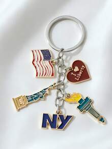 1 st nyckelring med nationalflagga och Frihetsgudinnan-charm, bilnyckelring och väskberlock - Multifärgad - Visa 2