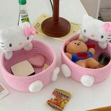 1pc Sanrio Hello Kitty Cute Storage Basket, Cute Cosmetic And Toy Organizer Box, Bedroom Decor, Birthday Gift, Pink (The Special Weaving Process Of This Product Is Not Rough Manufacturing) - Multicolor - View 2
