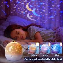 小夜燈 星空投影夜燈 360°旋轉LED燈 房間裝飾燈 15組幻燈片 USB供電 生日禮物 - 1PC - 查看 5