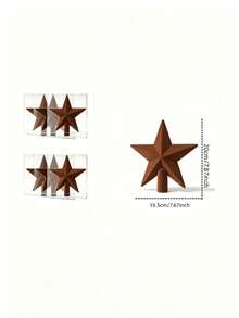 1pc Brown Christmas Tree Top Star, 7.87 Inch, Flocked Material Christmas Tree Top Decoration Star, Holiday Decor, Suitable For Indoor And Outdoor Party Home Decoration, Adding Festive Sparkling Atmosphere To Home And Office - Coffee - View 10