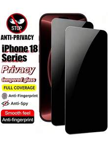 2 قطعة واقي شاشة زجاجي مقسى للخصوصية 17 Pro Max 6.9 بوصة 18/18 Pro/18 Pro Max، واقي شاشة الهاتف، مناسب للاستخدام اليومي والمكتبي والمنزلي، مقاوم للماء، مقاوم للصدمات، مقاوم للسقوط، مقاوم للخدش، مقاوم للبصمات، تغطية كاملة - الأسود - مشاهدة 14