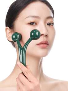 2pcs Massage Set Includes 1 Handheld Full Body 3-Ball Massager And Lymphatic Drainage Massager - Durable Plastic Round Face Roller, Suitable For Shoulders, Neck, Legs And Feet - Green Self-Massage Tool, Relieves Muscle Tension And Improves Blood Circulation - A - View 2