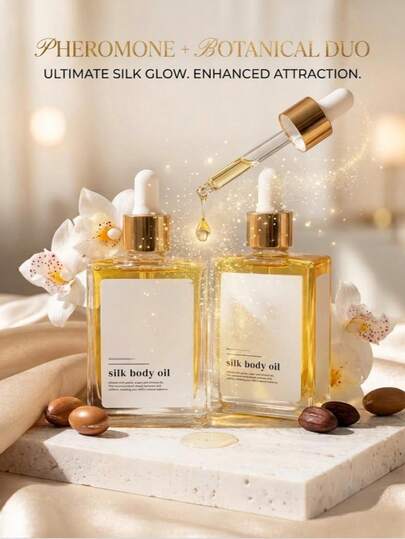 GO⁢DA Silk Body Oil 2PCS, 50ml Each, Firming Body Oil For Women, Hydrating Massage Oil For Dry & Crepey Skin, Smoothing & Moisturizing After-Shower Body Care, Scented Formula