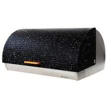 Large Metal Bread Box For Kitchen – Bread Storage Container With Roll-Top Lid, 39.5 * 28 * 18.5 Cm, Black / White - Black - View 5