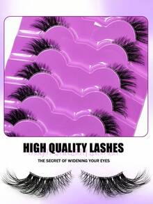 Asiteo 7 Pairs Half-Length Cat Eye False Eyelashes, Fluffy Soft Faux Mink Hair, Natural Makeup Look, Bold Dramatic, Delicate Lightweight, Suitable For Daily, Work, Travel - Black - View 4