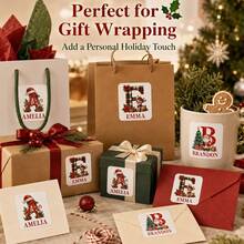 LICVIC 15-150pcs Custom Initial Christmas Stickers, Personalized Large Letter Gift Labels, Festive Red Green Holiday Style, Customized Name Christmas Stickers, Customizable Name Labels, Gift Wrapping Decor, Christmas Cards, Christmas Gifts, Santa Sticker - Style B - View 6