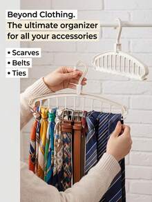 1pc Foldable Multi-Function Wardrobe Clothes Hanger, 11-Hole Non-Slip Bedroom Drying Rack, 360° Rotating Multi-Hook Living Room Storage Hanger, Suitable For Wardrobe, Bedroom, Living Room, Balcony, Kitchen And Bathroom Storage. Multi-Function Space-Saving Bedroom Furniture Clothes Hanger, Foldable Storage Standing Wardrobe Hanging Rack, 11-Hole Non-Slip Wardrobe Clothes Hanger, Multi-Hook Bedside Cabinet Hanging Rack, Moisture-Resistant Practical Kitchen Furniture Clothes Hanger, Style/Color Random. - Multicolor - View 7