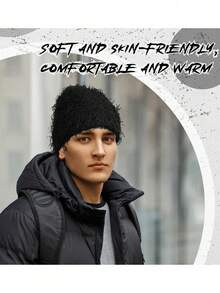 Distressed Knit Hat, Fuzzy Winter Warm Hat, Thick Warm, Skull Pattern, Men's Outdoor Skiing Knit Hat, Autumn Clothing - A - View 7