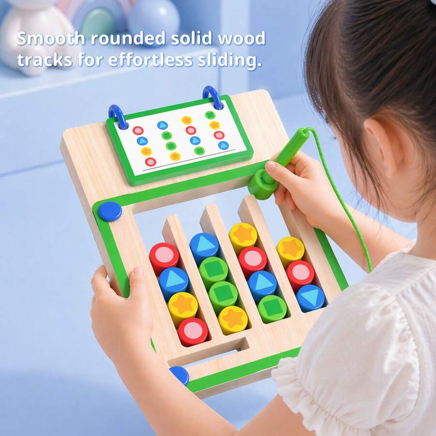 1 Set Juego de Rompecabezas Deslizante Colorido para Niños, Juego de Mesa de Razonamiento Lógico de Madera, Juguete de Escritorio de Iluminación de Pensamiento para Jardín de Infancia - Multicolor - Ver 1