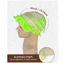 6-Inch Fluorescent Green Men's Short Curly Hair, Fluffy Afro Style, Made Of High-Temperature Synthetic Fiber, Easy To Style And Wear, Perfect For Parties, Anime Cosplay, And Holiday Outfits. - Green - View 4