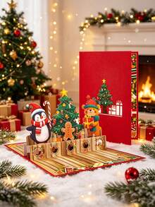 Personalized Custom 3D Pop-Up Christmas Card, Christmas Tree, 3D Greeting Card, Featuring Snowy Village And Christmas Tree, Merry Christmas Card Suitable For Women, Men, Mothers, Fathers, Daughters, Sisters, Wives, Friends And Family - Single Piece - View 7